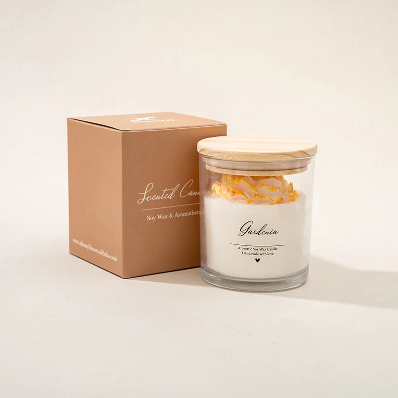 Vela de cera de soja de lujo AIKUN, envío rápido, taza de aromaterapia de vidrio, regalo perfecto, velas perfumadas con gardenia blanca.