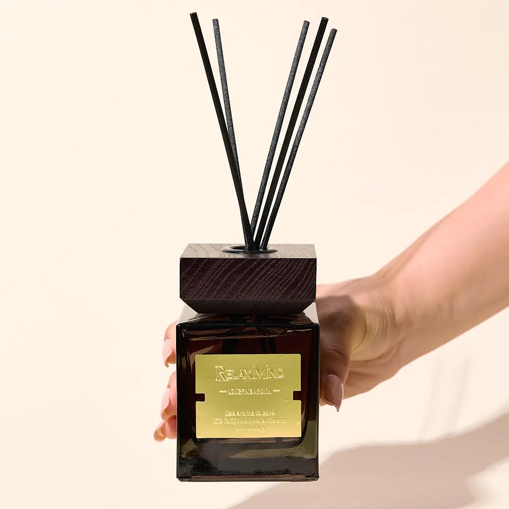 RU AIR - Juego de difusor de varillas de vidrio cuadrado con aroma oriental, ambientadores de aromaterapia con aceite