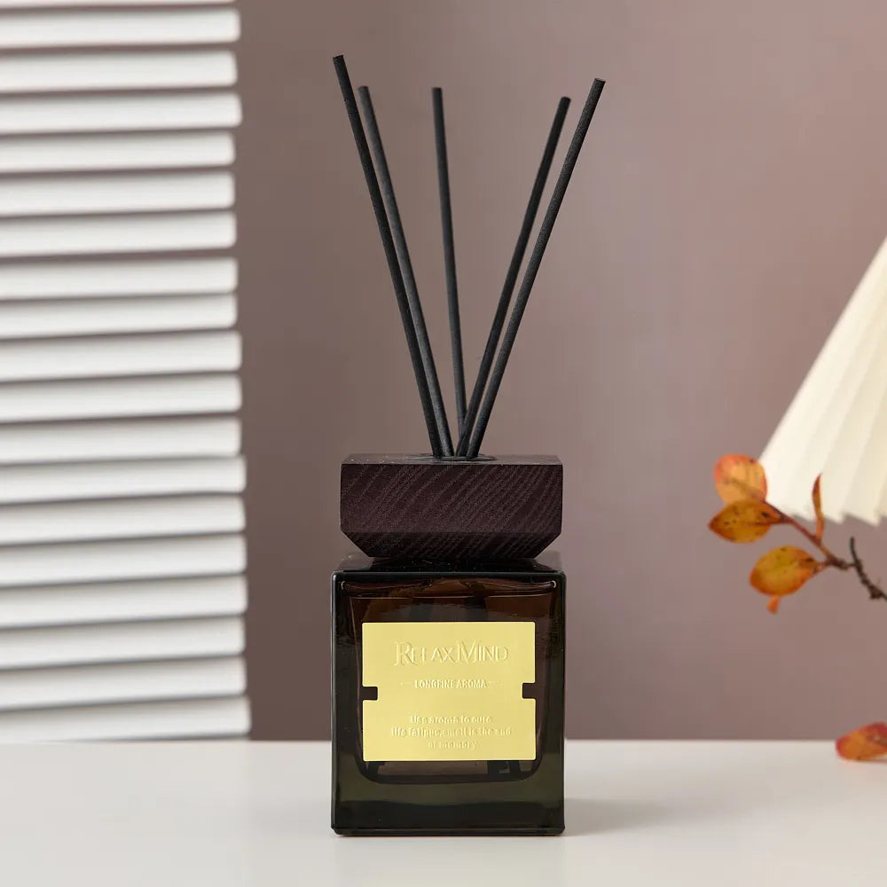 RU AIR - Juego de difusor de varillas de vidrio cuadrado con aroma oriental, ambientadores de aromaterapia con aceite