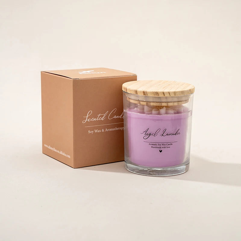 Vela perfumada de soja morada natural AIKUN de 8 x 9 cm con margaritas blancas, aromaterapia, decoración del hogar, regalo ecológico.