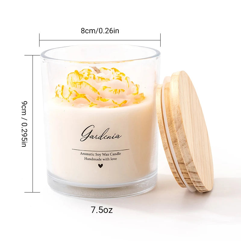 Vela de cera de soja de lujo AIKUN, envío rápido, taza de aromaterapia de vidrio, regalo perfecto, velas perfumadas con gardenia blanca.