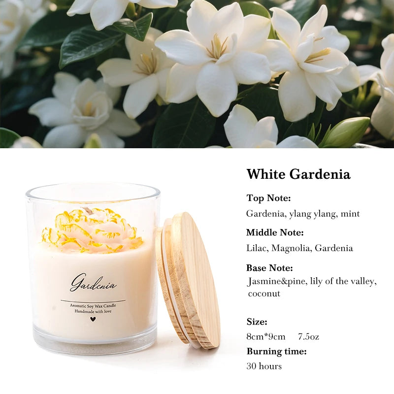 Vela de cera de soja de lujo AIKUN, envío rápido, taza de aromaterapia de vidrio, regalo perfecto, velas perfumadas con gardenia blanca.