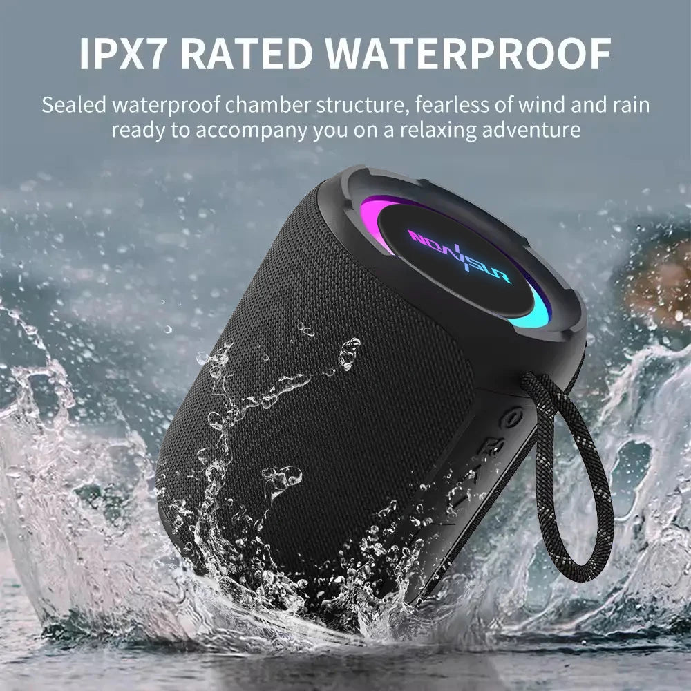 Altavoz inalámbrico portátil Bluetooth Bocina con nuevo diseño, sonido envolvente 360, IPX7, resistente al agua, para exteriores