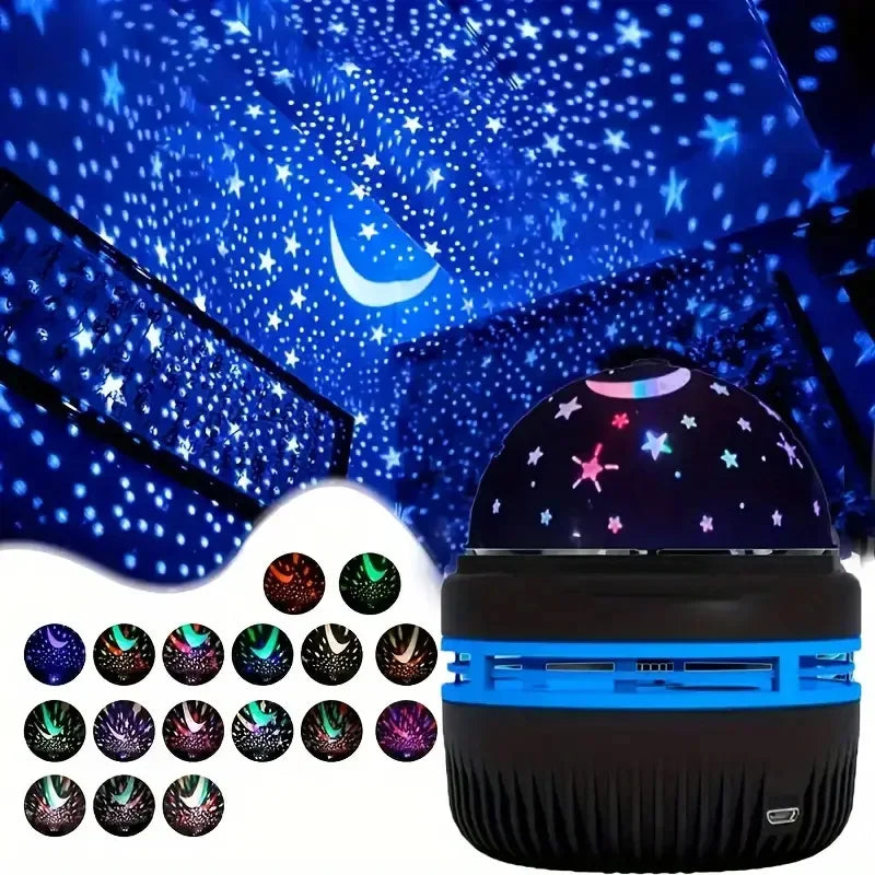Luces LED de noche de cielo estrellado, lámpara de proyector USB, bola mágica, Luna, estrella, luces de Navidad, decoraciones de ambiente para habitación del hogar