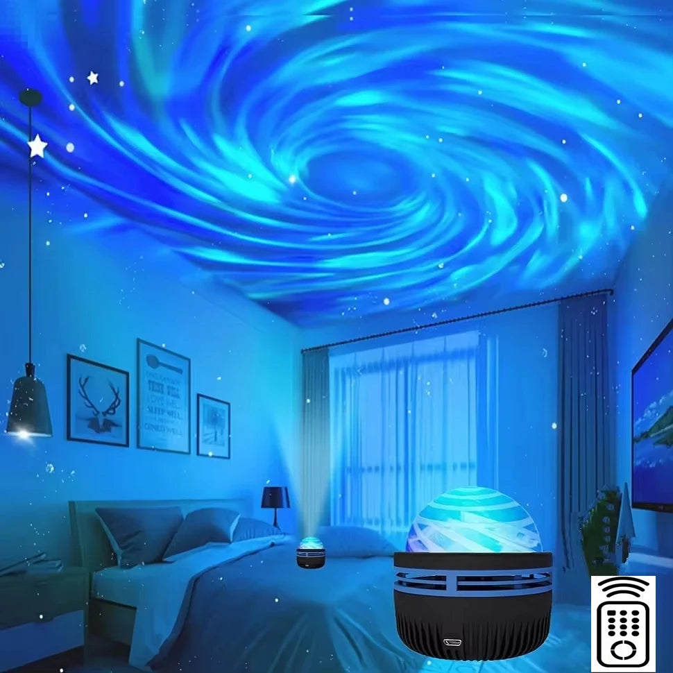 Proyector de estrellas de 1 pieza, proyector de galaxia, proyector de olas de océano de agua para decoración de habitación con luz nocturna de dormitorio con patrones de 7 colores