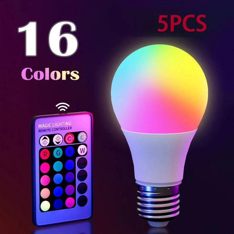 Bombilla LED RGB de 16 colores, Bombilla Multicolor E27 220V, iluminación del hogar regulable, 24 teclas, Control remoto, lámpara inteligente, luz de ambiente