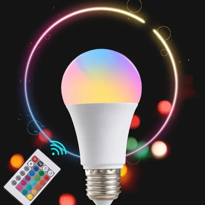 Bombilla LED RGB de 16 colores, Bombilla Multicolor E27 220V, iluminación del hogar regulable, 24 teclas, Control remoto, lámpara inteligente, luz de ambiente